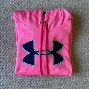 UNDER ARMOUR - BRIGHT PINK FLEECE HOODIE - SIZE SMALL